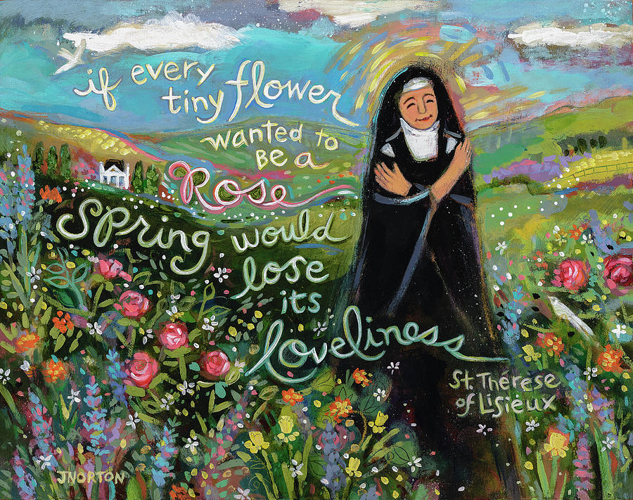 Catholic Saint Painting - The Little Flower, St. Therese of Lisieux by Jen Norton