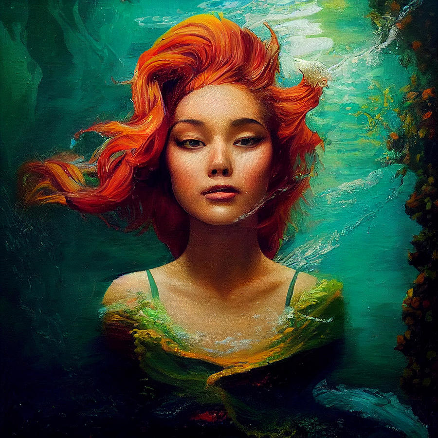 The Little Mermaid With Oil Painting Digital Art by Ngoc Tuan Nguyen ...