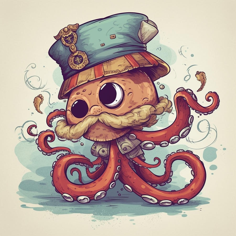 The Little Octopus Pirate Digital Art by Britten Adams
