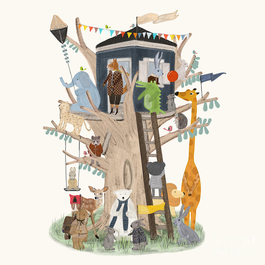 Woodland Animals Painting - The Little Playhouse by Bri Buckley