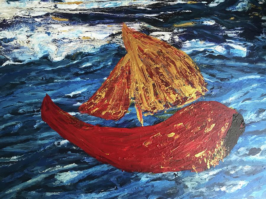 The Little Red. Boat Painting by Medge Jaspan