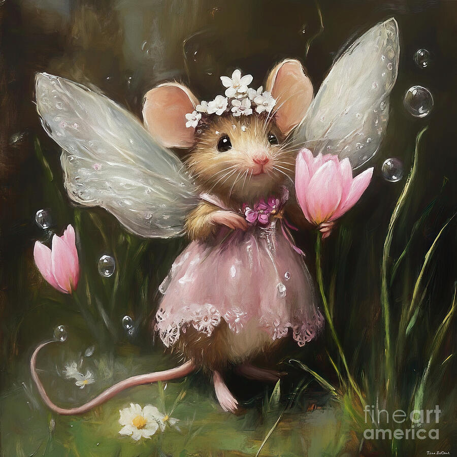 The Little Tulip Fairy 3 Painting by Tina LeCour The Little Tulip Fairy 3 Painting by Tina LeCour