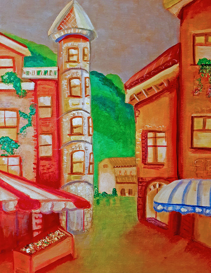The little village Painting by Rose Lewis