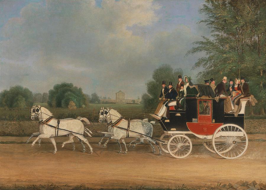 The London Faringdon Coach Through Buckland House Berkshire Painting by ...