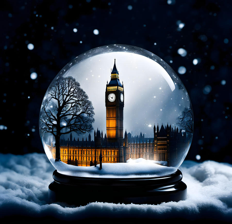 The London Snow Globe Digital Art by Steve Taylor