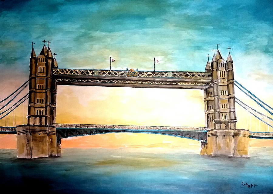 London Painting - The London Tower Bridge In Color by Irving Starr