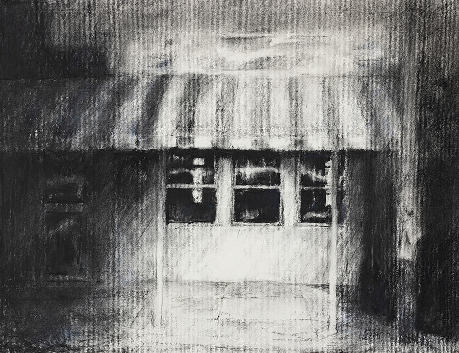 The Lonely Diner Drawing by Lisa Tennant