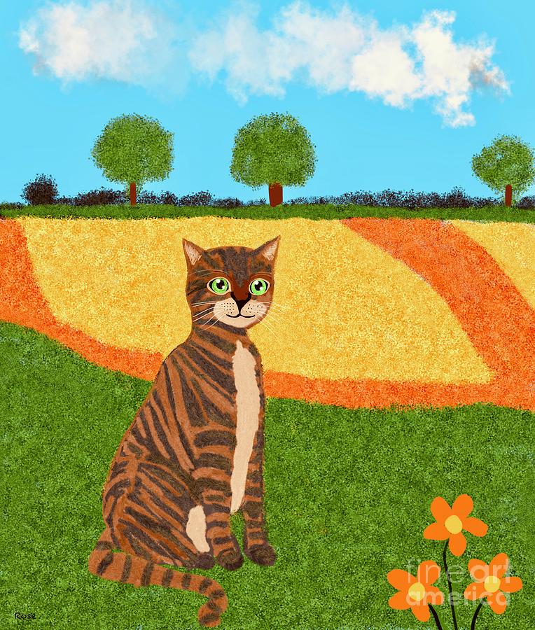The lonesome cat Digital Art by Elaine Hayward