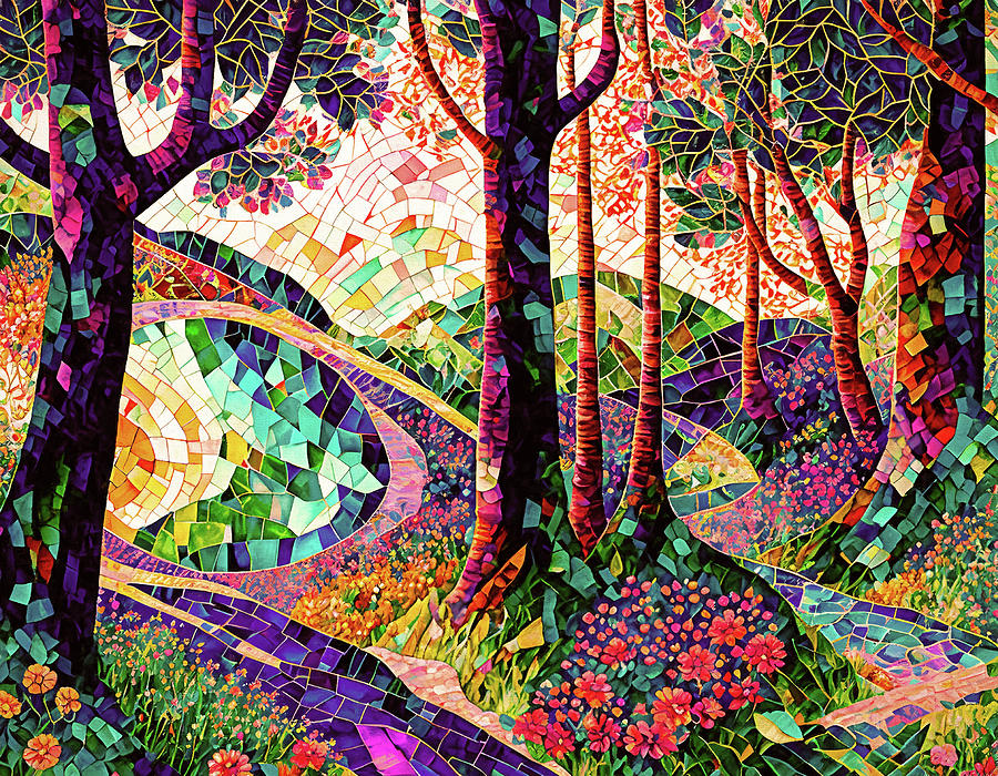 The Long and Winding Road Mosaic Digital Art by Peggy Collins