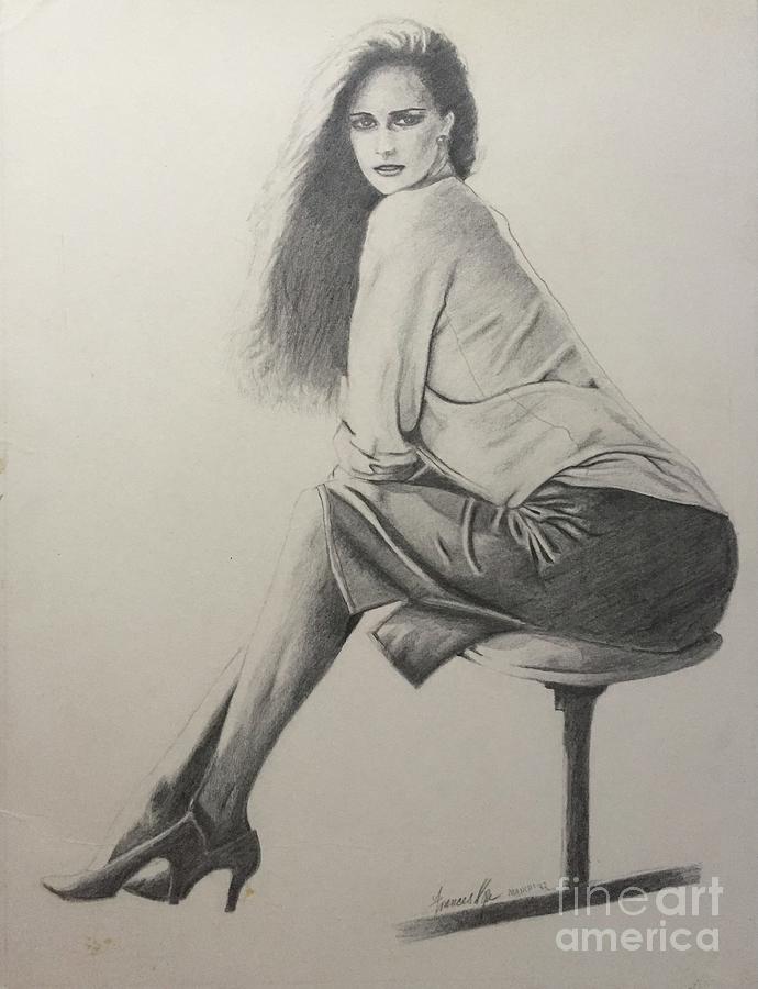 The Look of 1982 - Original Pencil Drawing Drawing by Frances Ku