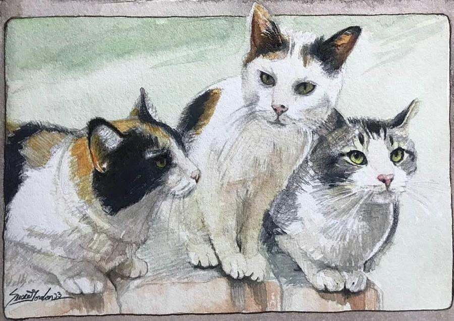 Cat Painting - the Lookouts by Susie Gordon