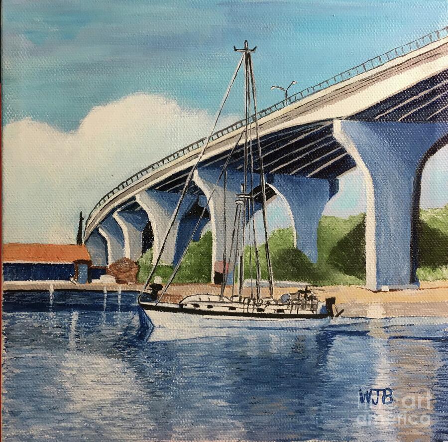 Bridge Painting - The Loon under the Bridge by William Bowers