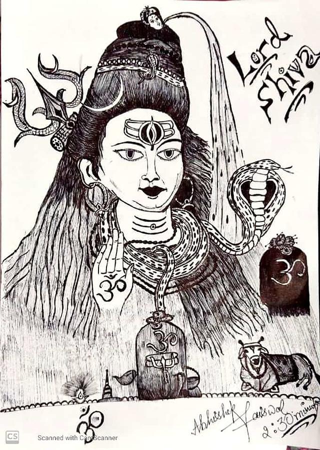 Rudra drawing Art - Lord Shiva Divine sketch Art. | Facebook-suu.vn