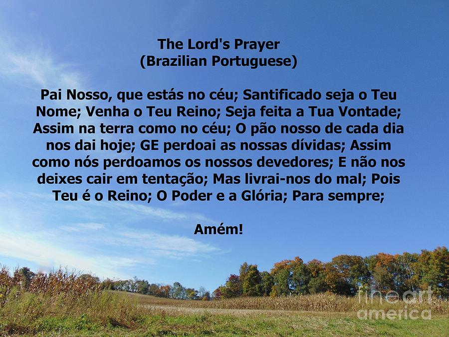 The Lords Prayer in Brazilian Portuguese Digital Art by Candace Thomas