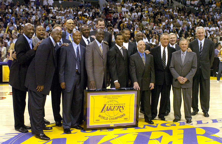 The Los Angeles Lakers Honor 1985 NBA Championship Team - April 11, 2005 Photograph by Kirby Lee