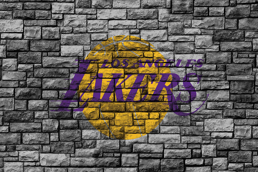 The Los Angeles Lakers Stone Wall 1b Mixed Media by Brian Reaves