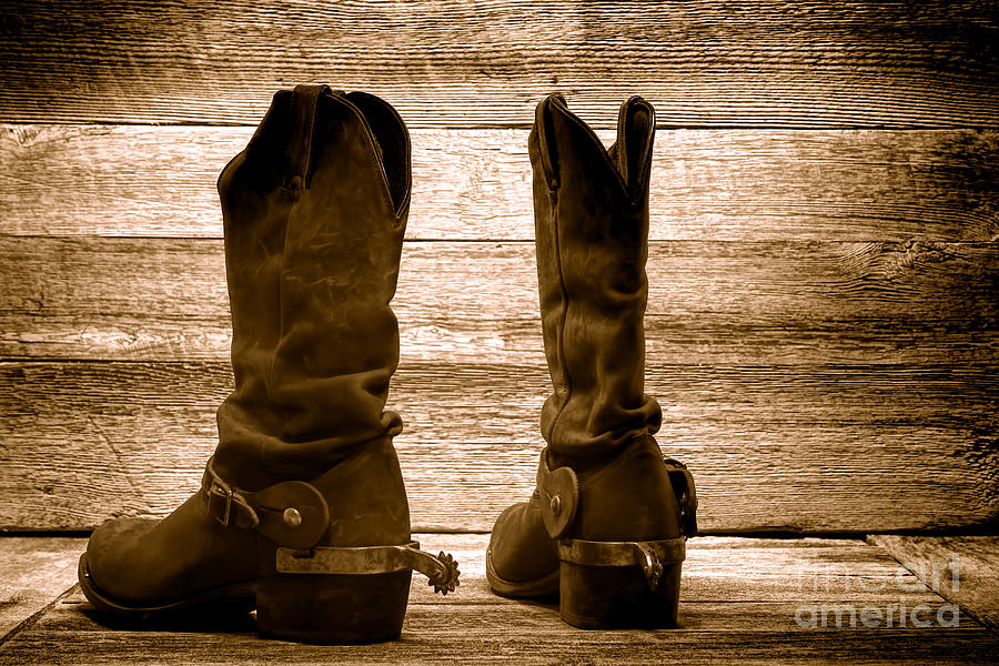 The Lost Boots - Sepia Photograph by Olivier Le Queinec