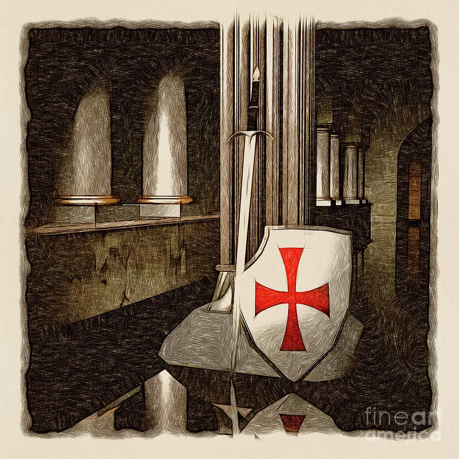 The Lost Templar Drawing by Esoterica Art Agency