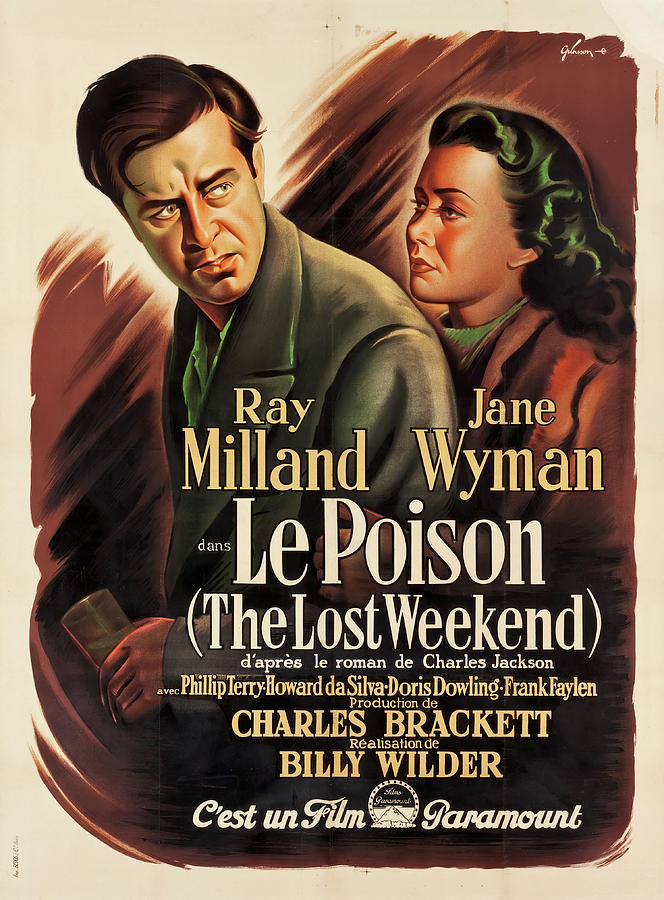 The Lost Weekend, 1945 - art by Boris Grinsson  Mixed Media by Movie World Posters