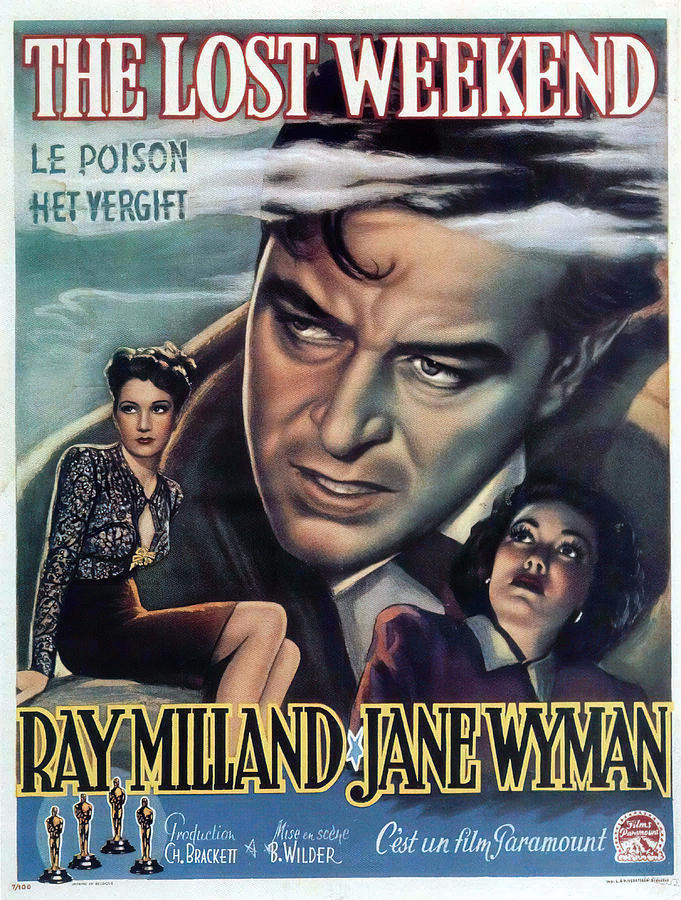 The Lost Weekend, with Ray Milland and Jane Wyman, 1954 Mixed Media by Movie World Posters