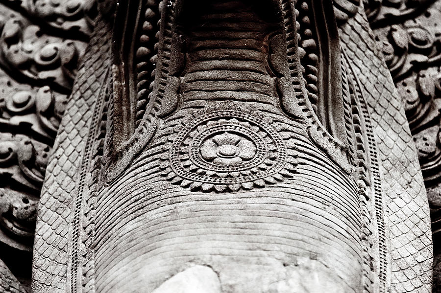 The lotus on Naga. Angkor Wat. Cambodia Photograph by Lie Yim