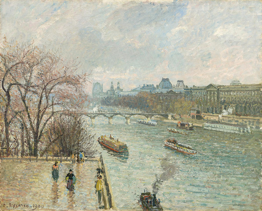 Camille Pissarro Painting - The Louvre, Winter Sunlight, Morning by Camille Pissarro