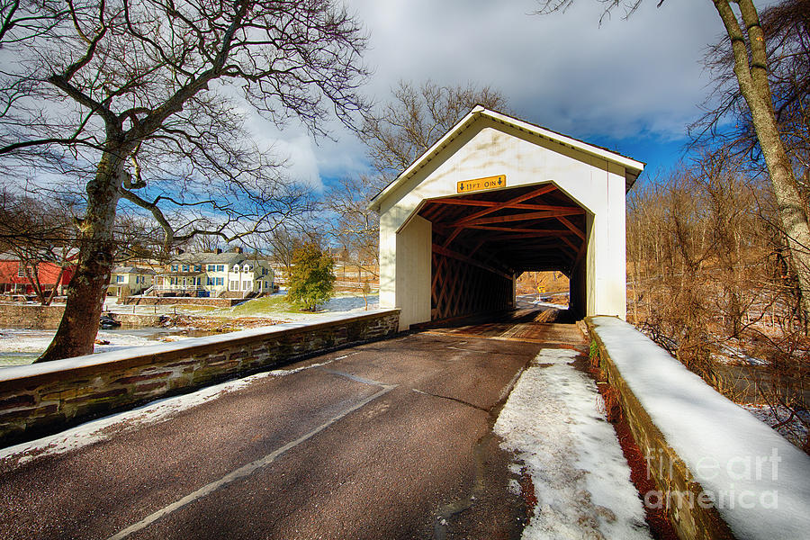 The Loux Covered Bridge in Winter Photograph by George Oze