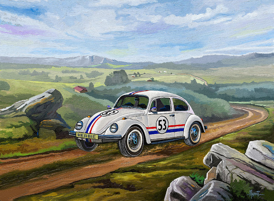 The Love Bug - Herbie Painting by Anthony Mwangi
