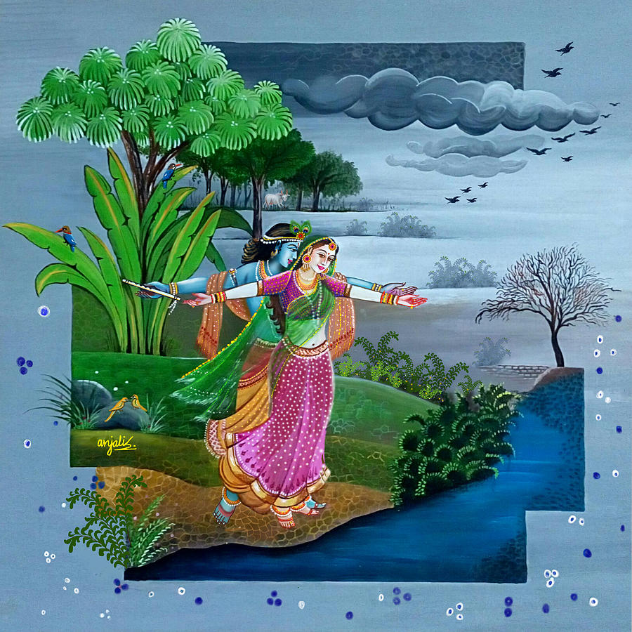 The Eternal Love Story Of Ages Radha Krishna Mixed Media