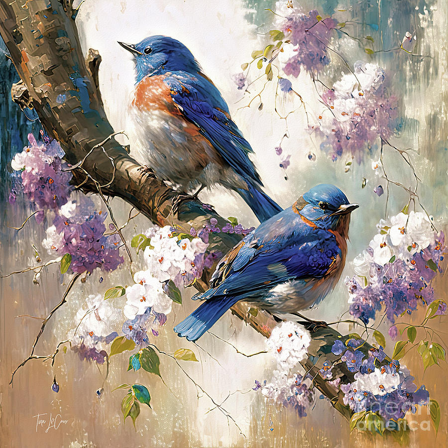 The Lovely Bluebirds Painting by Tina LeCour