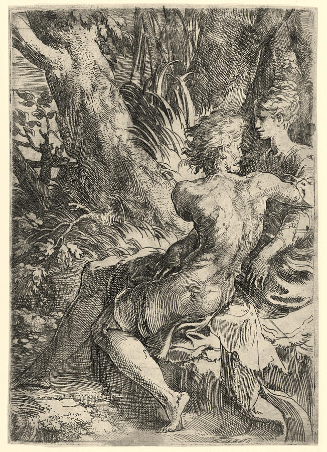 The Lovers Drawing by Parmigianino