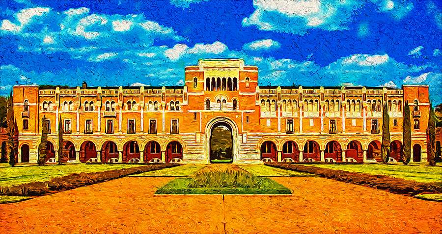 The Lovett Hall of the Rice University - digital painting Digital Art by Nicko Prints