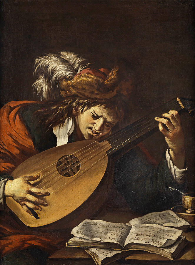 The Lutenist Painting by Attributed to Claude Vignon