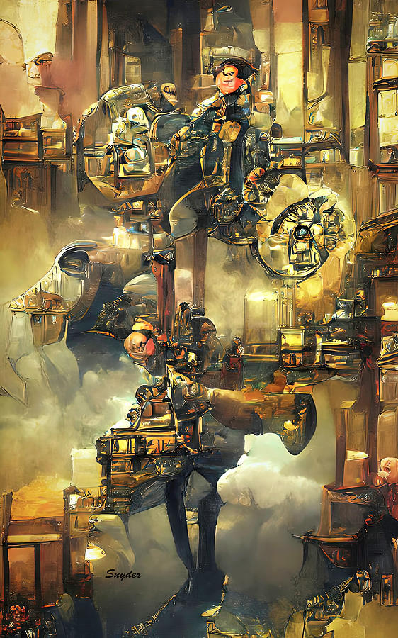 The Machinery that Keeps the Steampunk World Turning AI Digital Art by Floyd Snyder