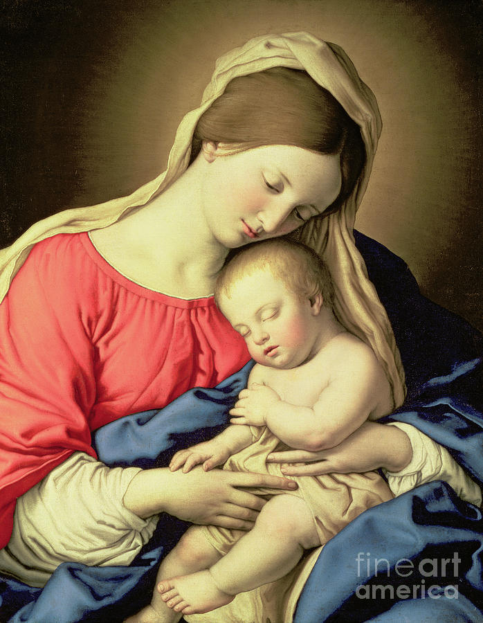 The Madonna and Child by Il Sassoferrato Giovanni Battista Salvi Painting by Il Sassoferrato Giovanni Battista Salvi