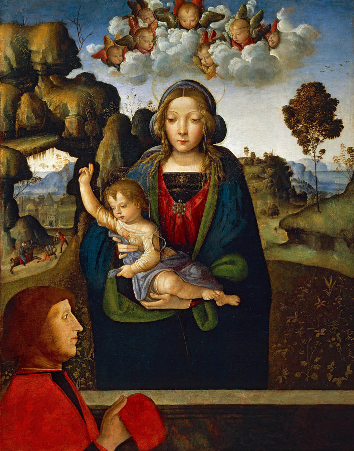 The Madonna and Child with a Worshipper Painting by Pinturicchio - Fine ...