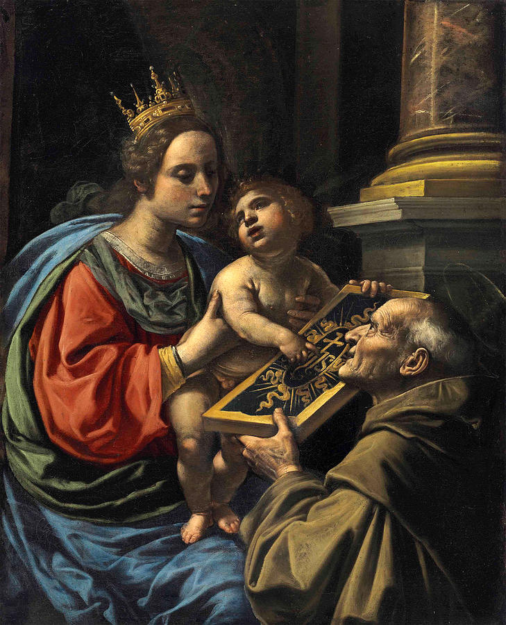 The Madonna and Child with San Bernardino  Painting by Rutilio Manetti and Collaborators