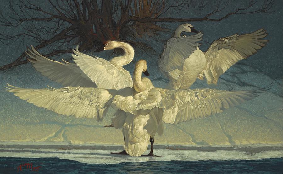 Swan Painting - The Maestros by Greg Beecham