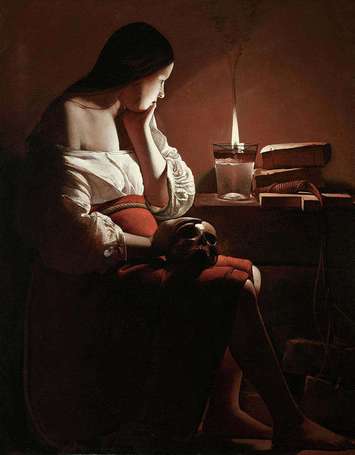 The Magdalen with the Smoking Flame, circa 1638-1640 Painting by Georges de La Tour