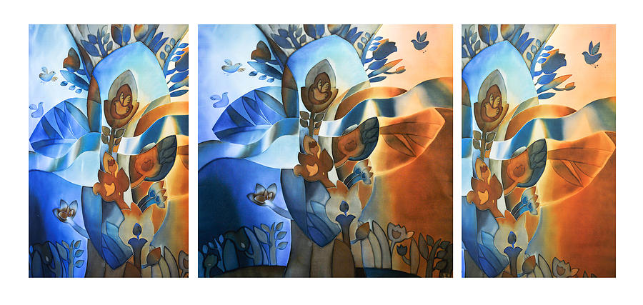 The Magic Garden Triptych Tapestry - Textile by Tatiana Koltachikhina