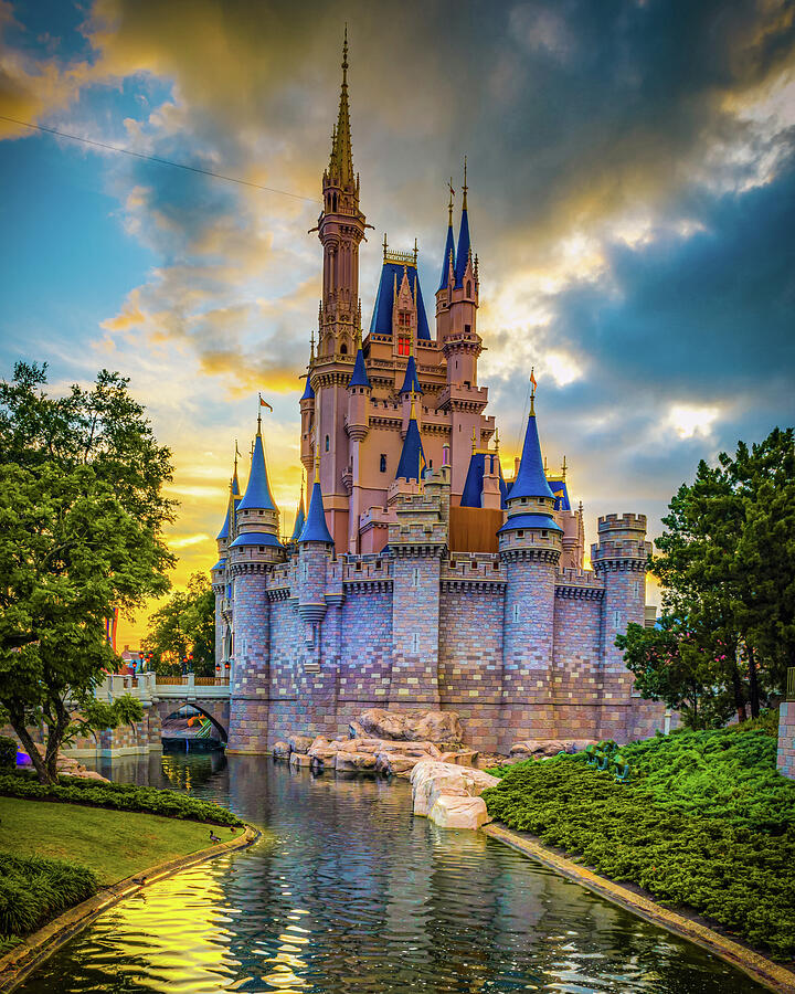 The Magic Kingdom Castle at Sunset - Orlando Florida Photograph by Gregory Ballos