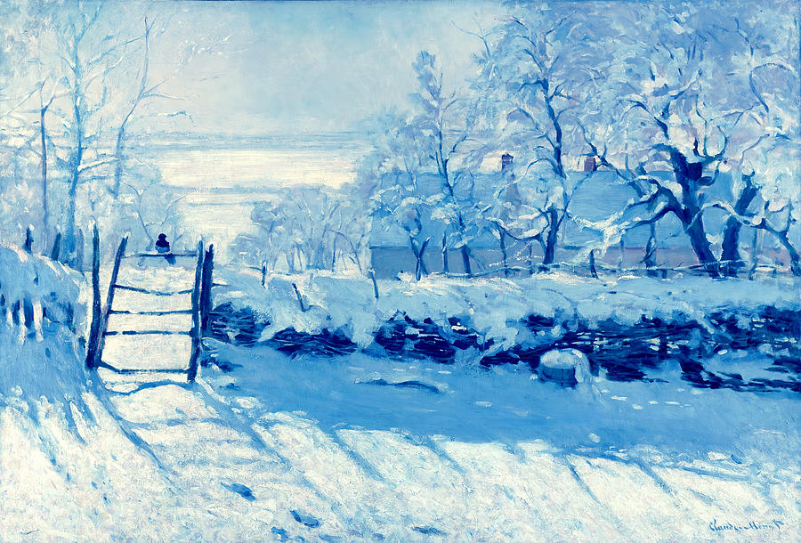 The Magpie by Claude Monet - digital enhancement with a blue hue Digital Art by Nicko Prints