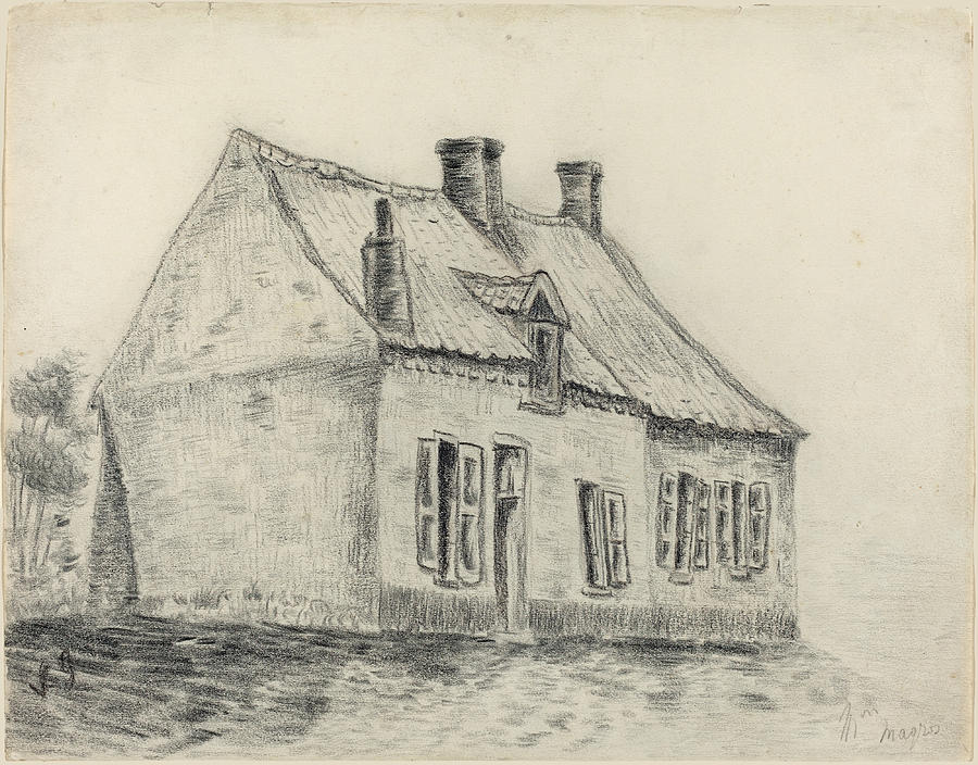 The Magrot House, Cuesmes Drawing by Vincent van Gogh