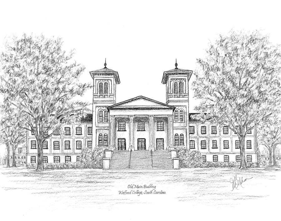 The Main Building Wofford University Drawing by Jill McMahon Fine