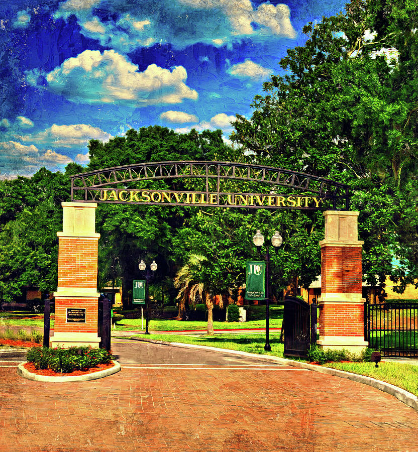 The main entrance of Jacksonville University - digital painting Digital Art by Nicko Prints