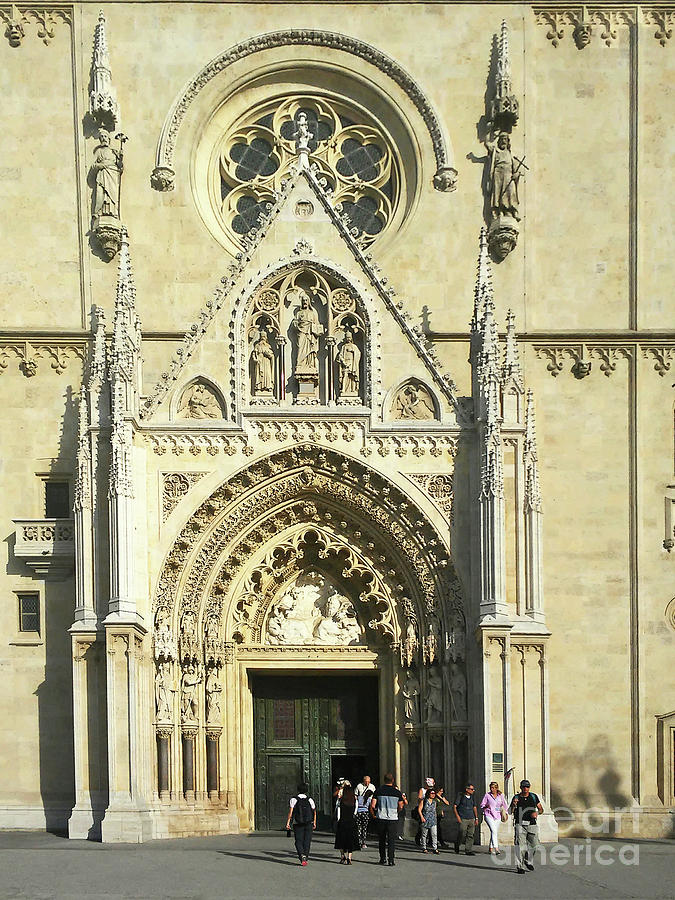 Architecture Photograph - The Main Portal Zagreb Cathedral Croatia by Jasna Dragun