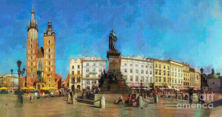 The Main Square, Krakow Digital Art by Jerzy Czyz