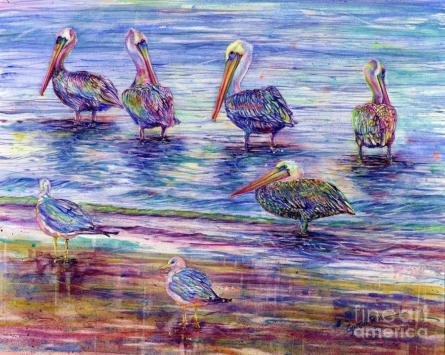 The Majestic Pelican Visit Painting by Cynthia Pride