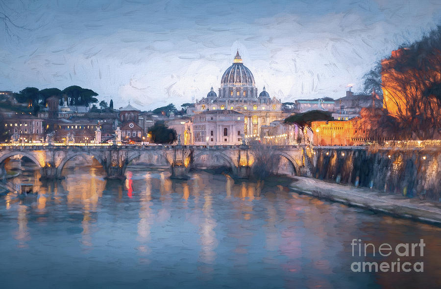 The Majestic Tiber, Rome, Italy, Painterly Photograph by Liesl Walsh