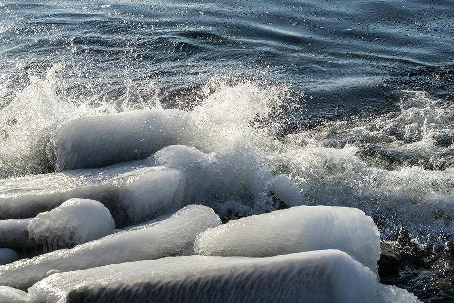 The Making of Natural Sculptures - Solid Ice and Airy Waves Spume Photograph by Georgia Mizuleva